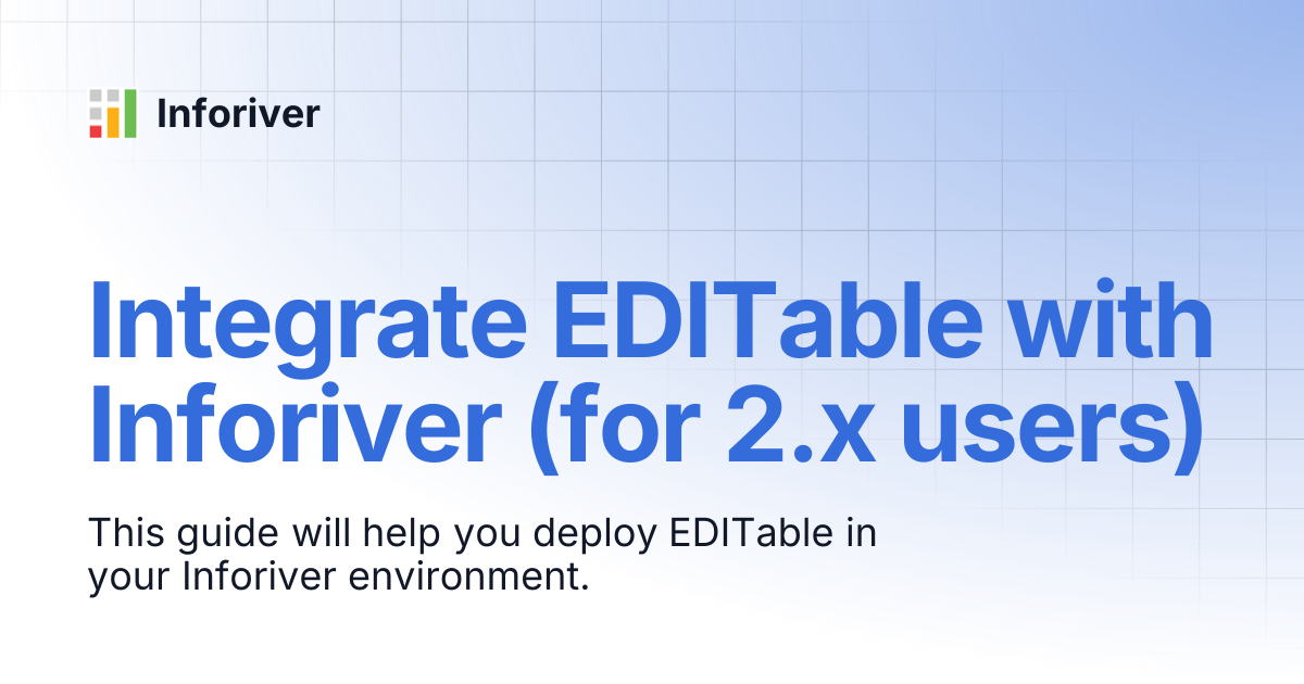 Integrate EDITable with Inforiver (for 2.x users) | On-Prem Writeback ...