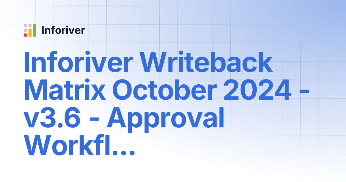 Inforiver Writeback Matrix October 2024 - v3.6 - Approval Workflows ...